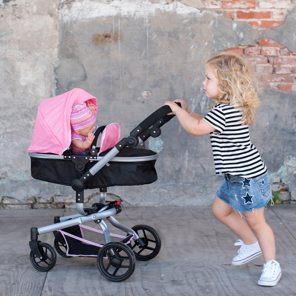 veiligheid Bestudeer reguleren Poppenwagen va 2 jaar Black Angel 2in1 softpink - Bandits & Angels